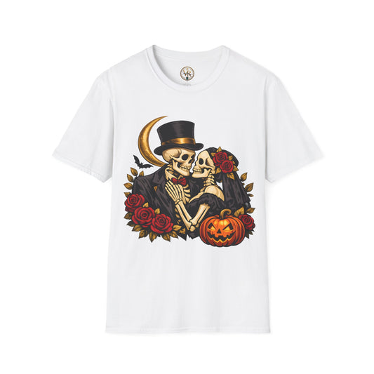 Skeleton Couple Halloween Tee - White - product view 1 - White