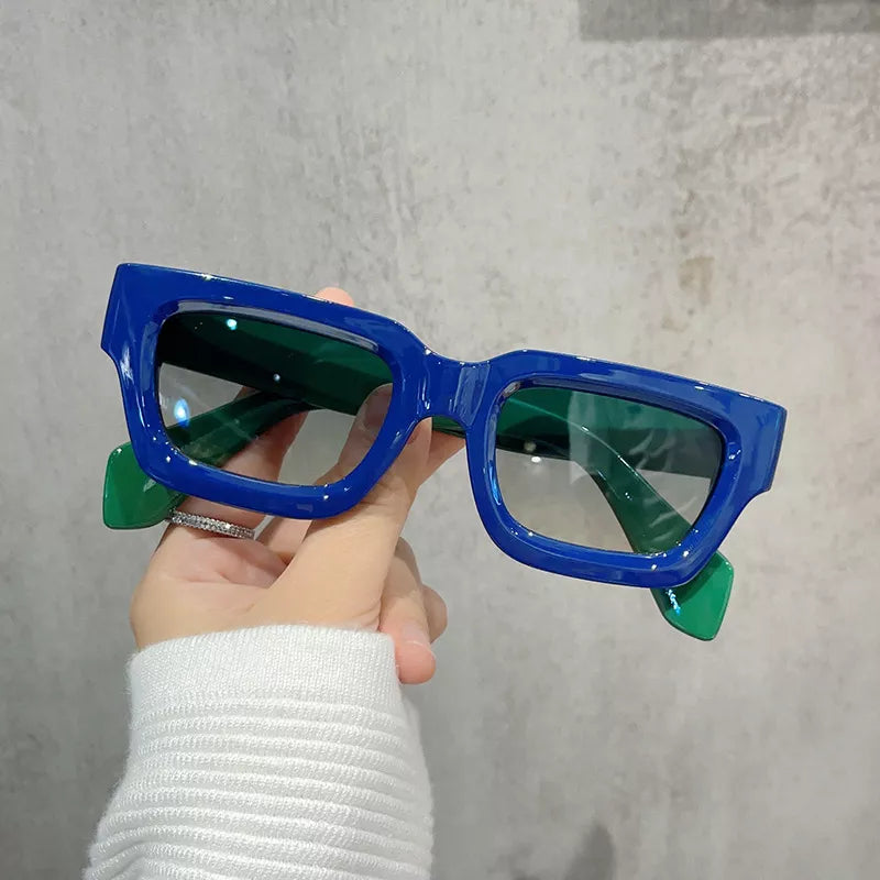 Vintage Rectangular Sunglasses - Blue - View 2