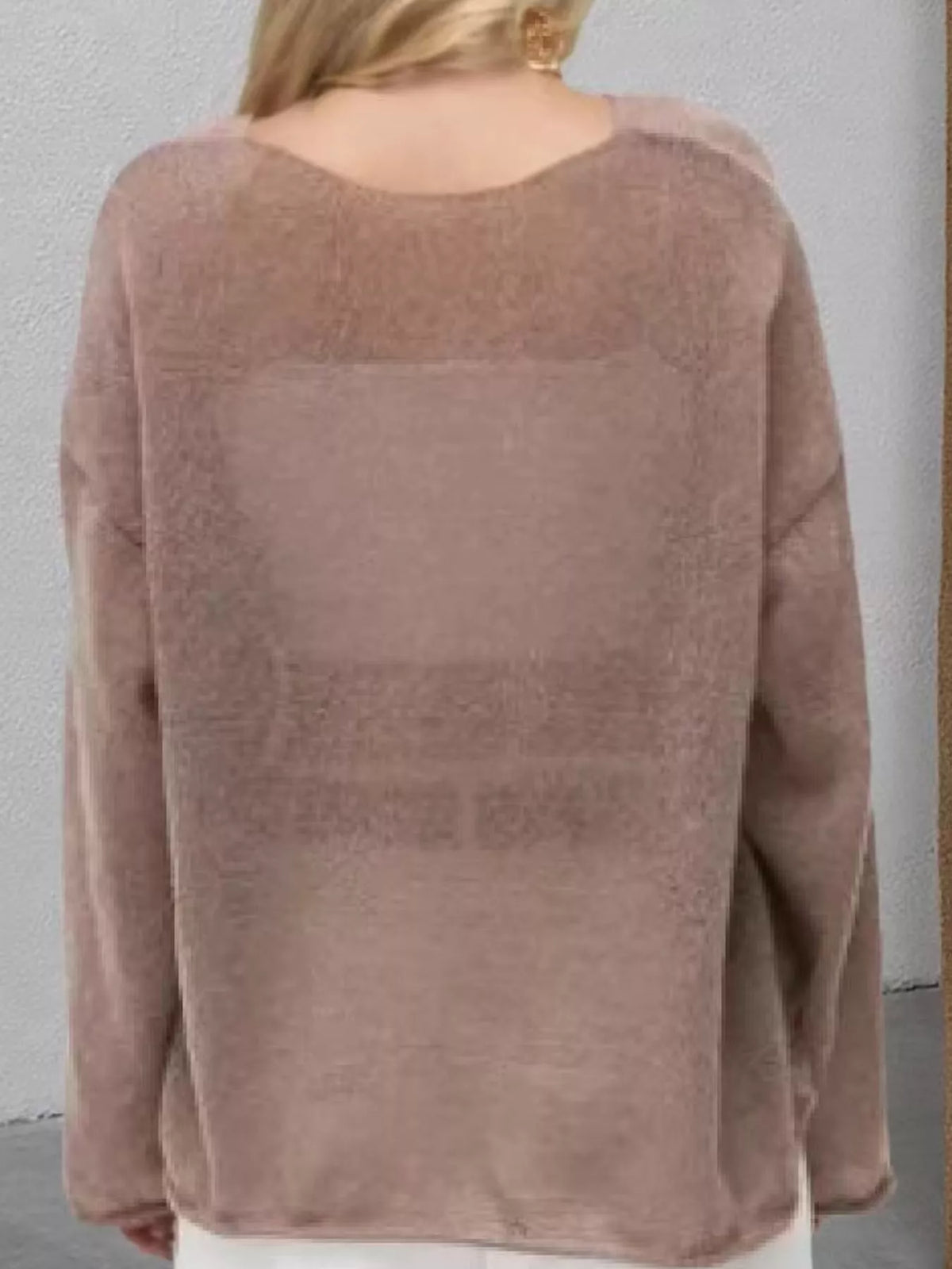 Full Size Sheer Lightweight Knit Top Plus Size - Dark Brown - View 58