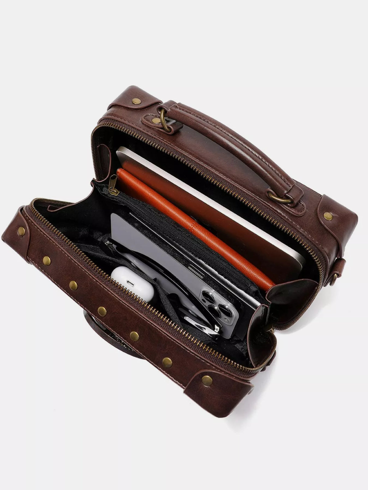 Steampunk Clockwork Design Crossbody Bag - Brown - View 6