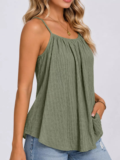Casual Textured Cami - Green - View 2