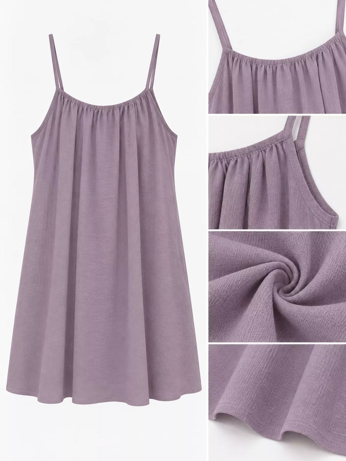 Full Size Backless Spaghetti Strap A-Line Mini Dress Plus Size - Light Purple-Style C - View 38