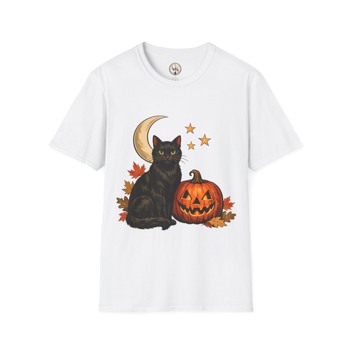 Black Cat Halloween Tee - White - product view 1 - White