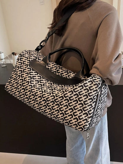 Geometric Pattern Travel Bag - Black - View 5