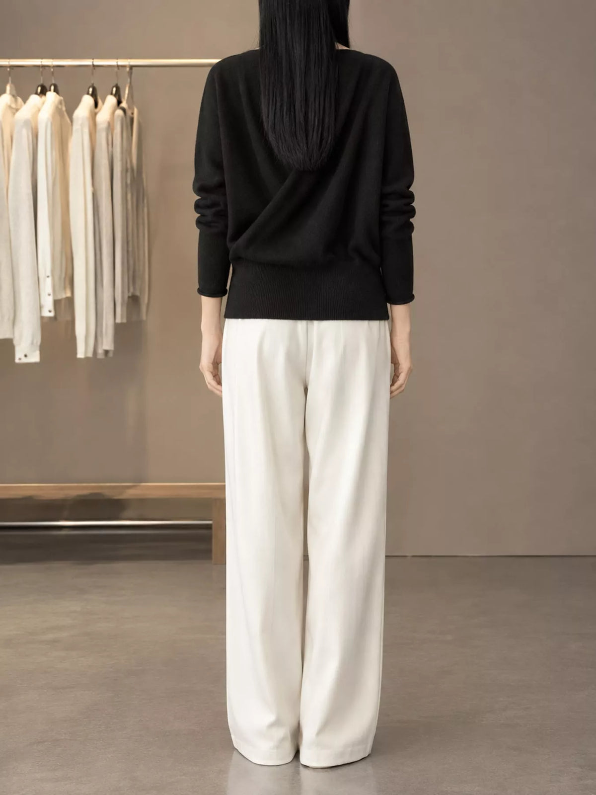 Wrap-Front Long Sleeve Sweater - Black - View 16