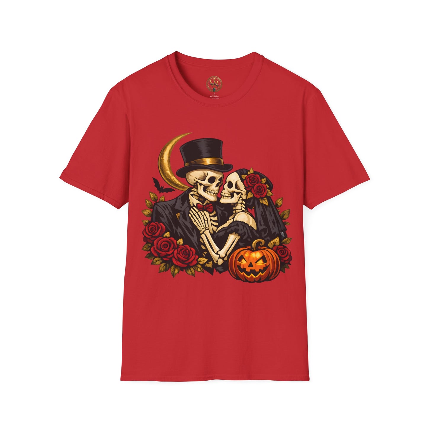 Skeleton Couple Halloween Tee - Red - product view 1 - Red