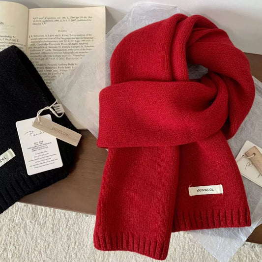 Warm Knitted Scarf - Red - View 2