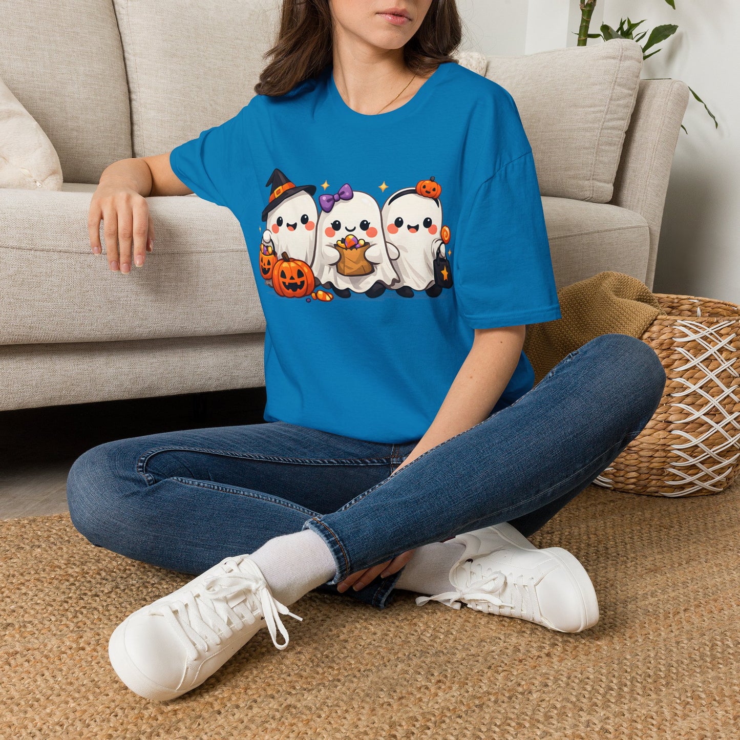 Halloween Ghost Trio Tee - Royal - product view 3 - Royal