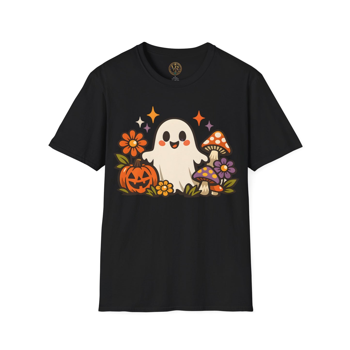 Pumpkin Floral Ghost Tee - Black - product view 1 - Black