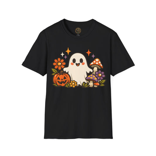 Pumpkin Floral Ghost Tee - Black - product view 1 - Black