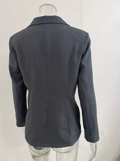 Slim-Fit Single-Button Casual Blazer - Dark Gray - View 4