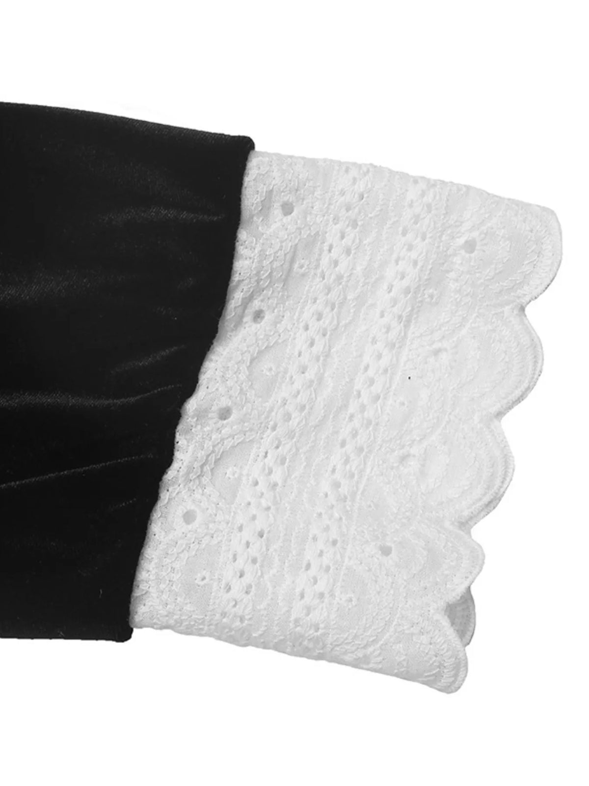 Lace Detail Long Sleeve Blouse - Black - View 8