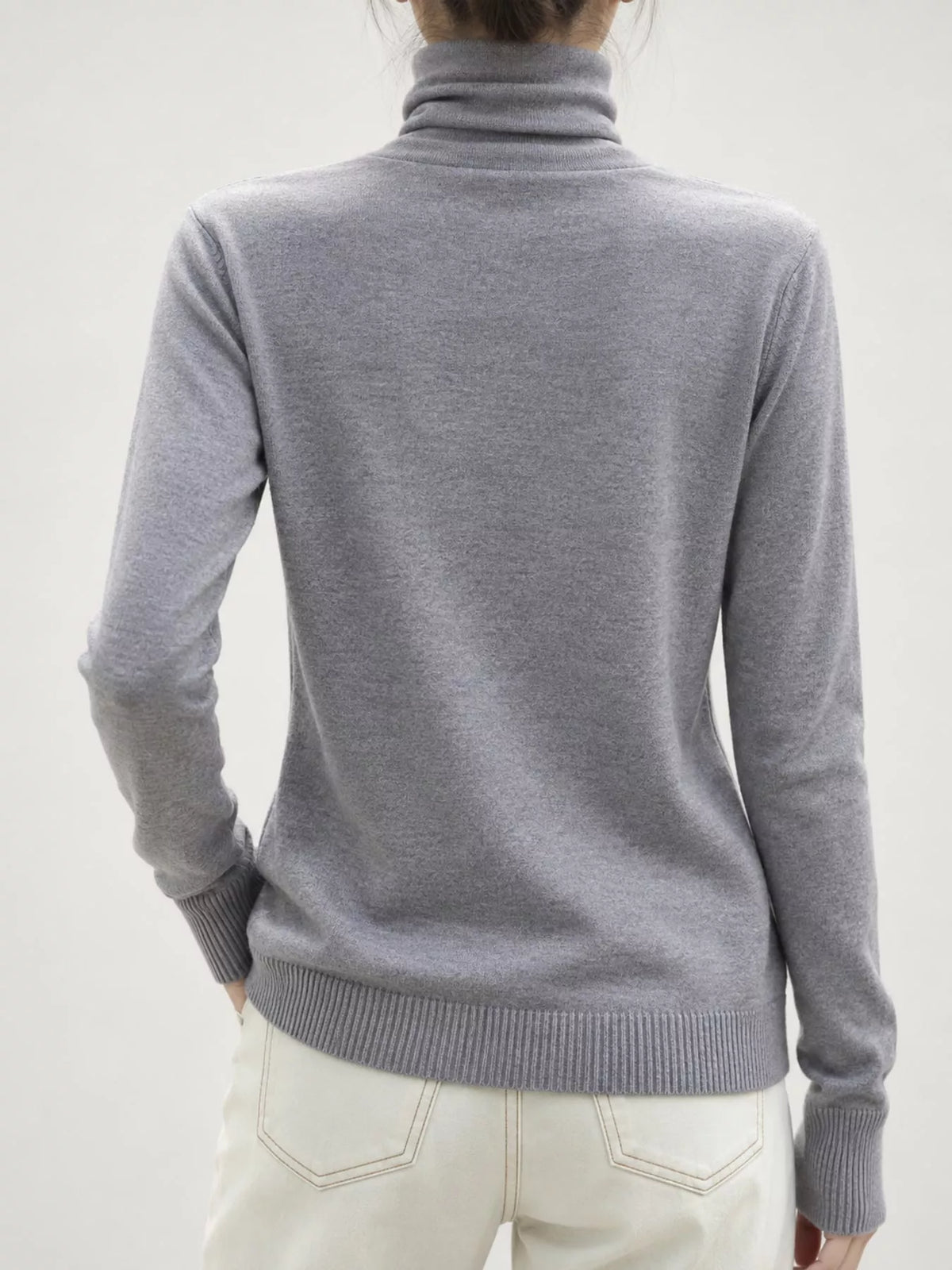 Full Size Slim-Fit Turtleneck Knit Top Plus Size - Gray - View 9