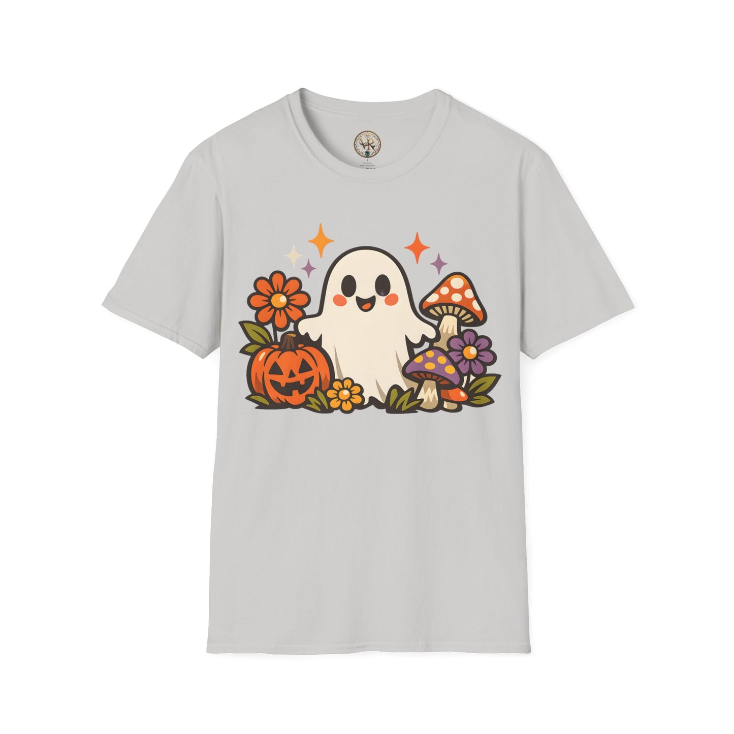 Pumpkin Floral Ghost Tee - Ice Grey - product view 1 - Ice Grey