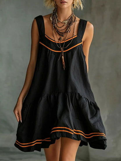 Full Size Sleeveless Tiered Mini Dress Plus Size - Black - View 1