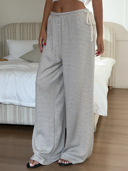 Striped Wide-Leg Pants - Apricot - View 4