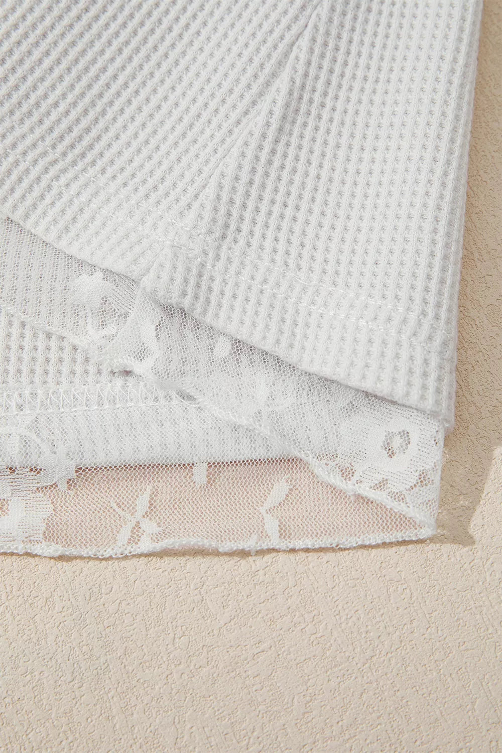 Lace Mesh Long Sleeve Top - White - View 9