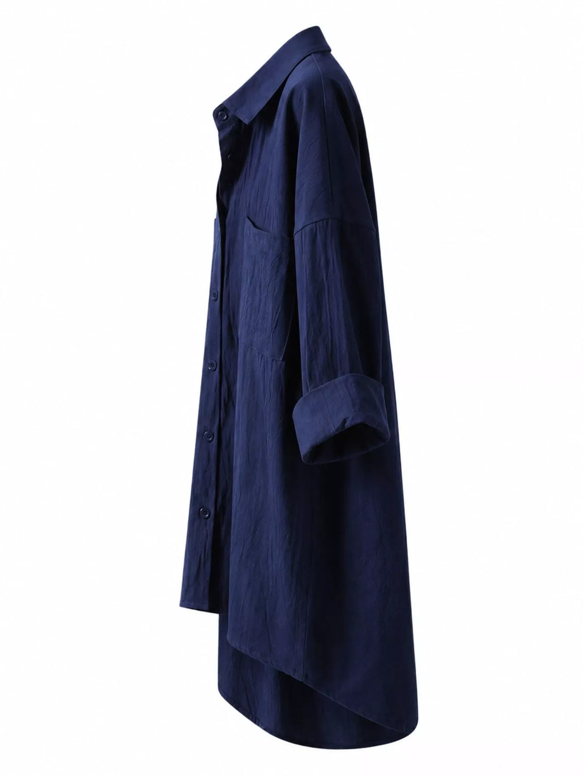Full Size Casual Button-Down Shirt with Dual Chest Pockets Plus Size - Navy - View 29