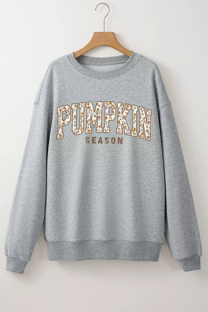 PUMPKIN SEASON Oversized Pullover Sweatshirt - Gray - View 5