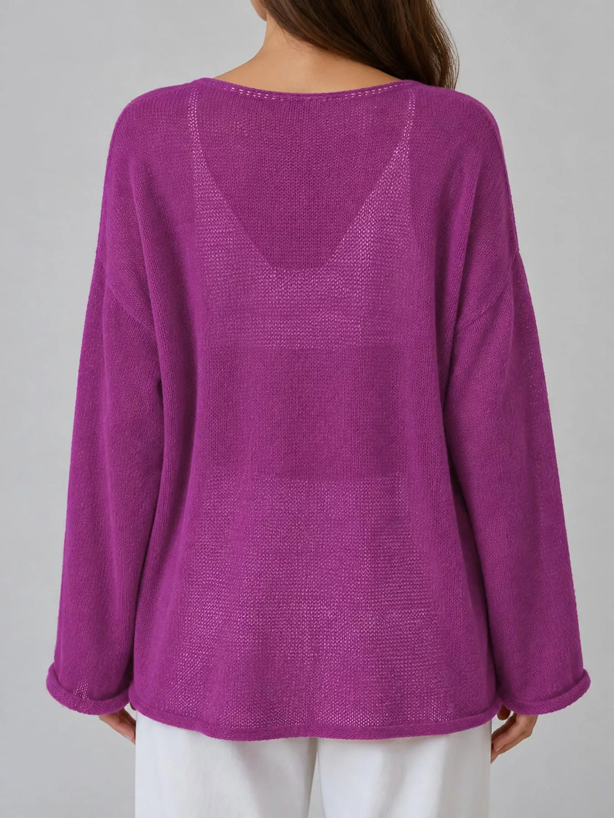 Full Size Sheer Lightweight Knit Top Plus Size - Purple - View 53