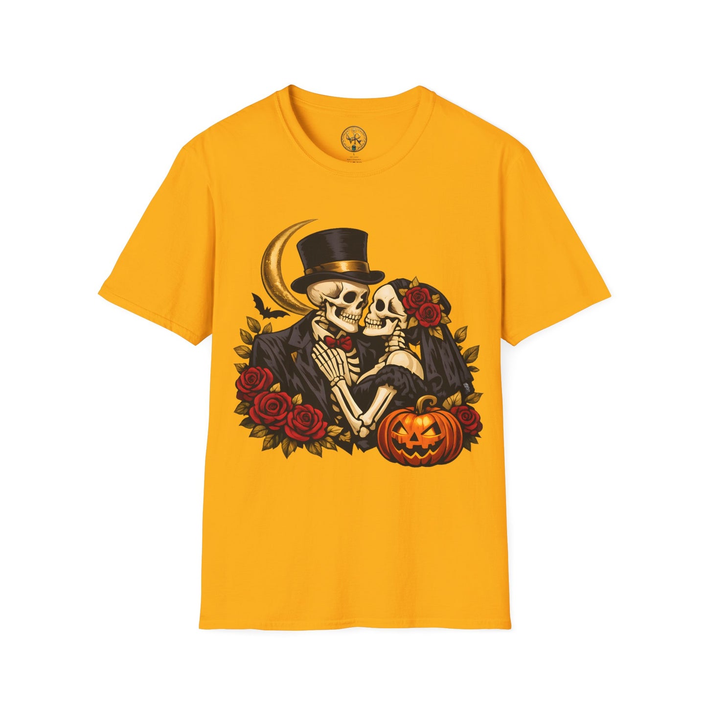 Skeleton Couple Halloween Tee - Gold - product view 1 - Gold