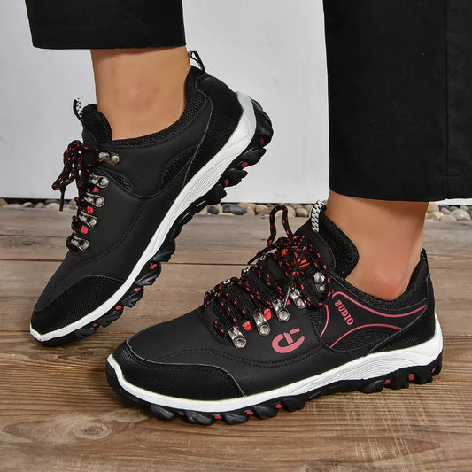 Lace Up Round Toe Sneaker - Black - View 2
