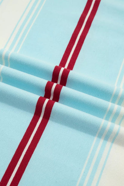 Stripe Casual Striped Patchwork Long Sleeve Loose Pullover Top - Pastel  Blue - View 8