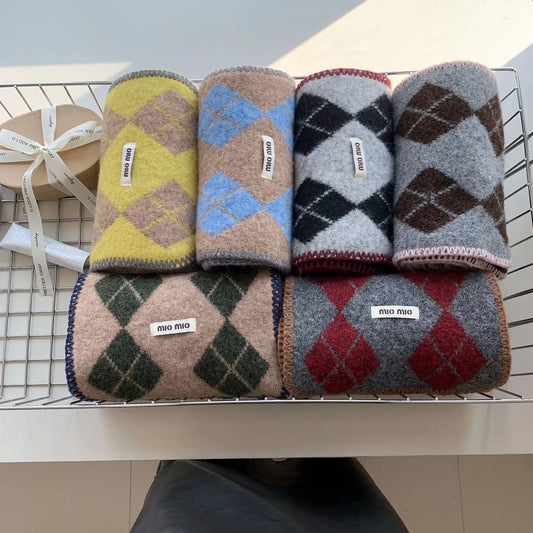 Argyle Pattern Warm Scarf - Six argyle scarf colorways together - View 1