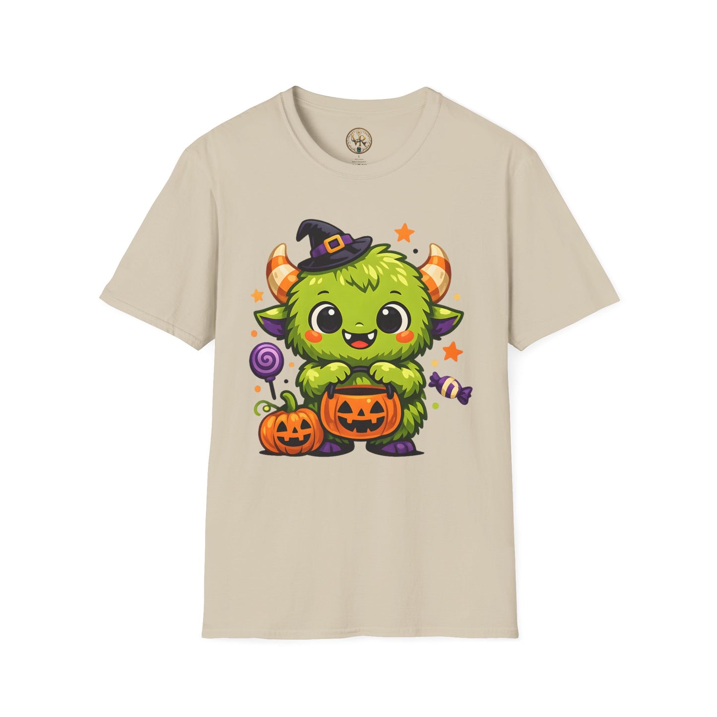 Green Halloween Monster Tee - Sand - product view 1 - Sand