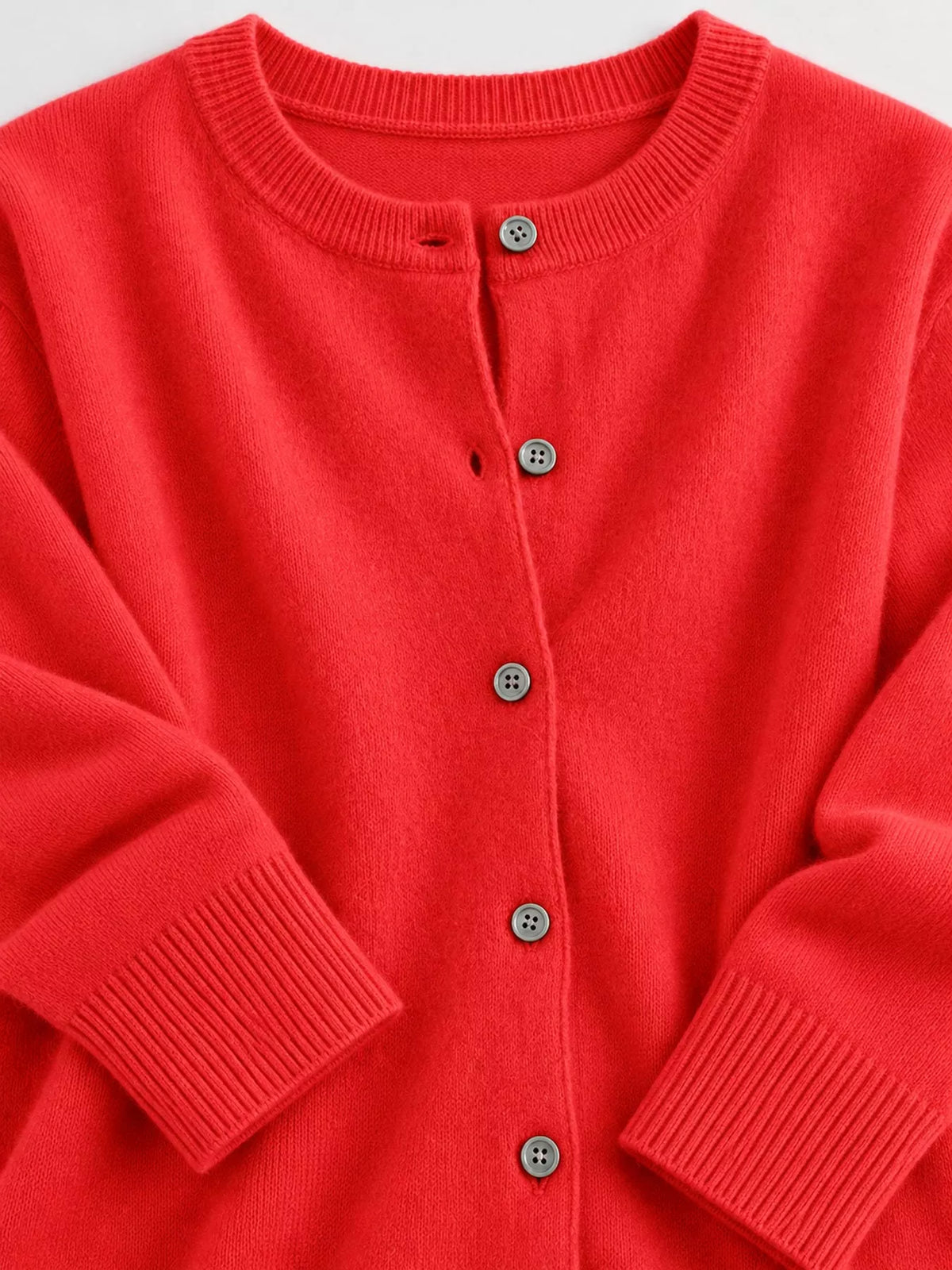 Crew-Neck Button-Down Cardigan - Bright Red - View 11
