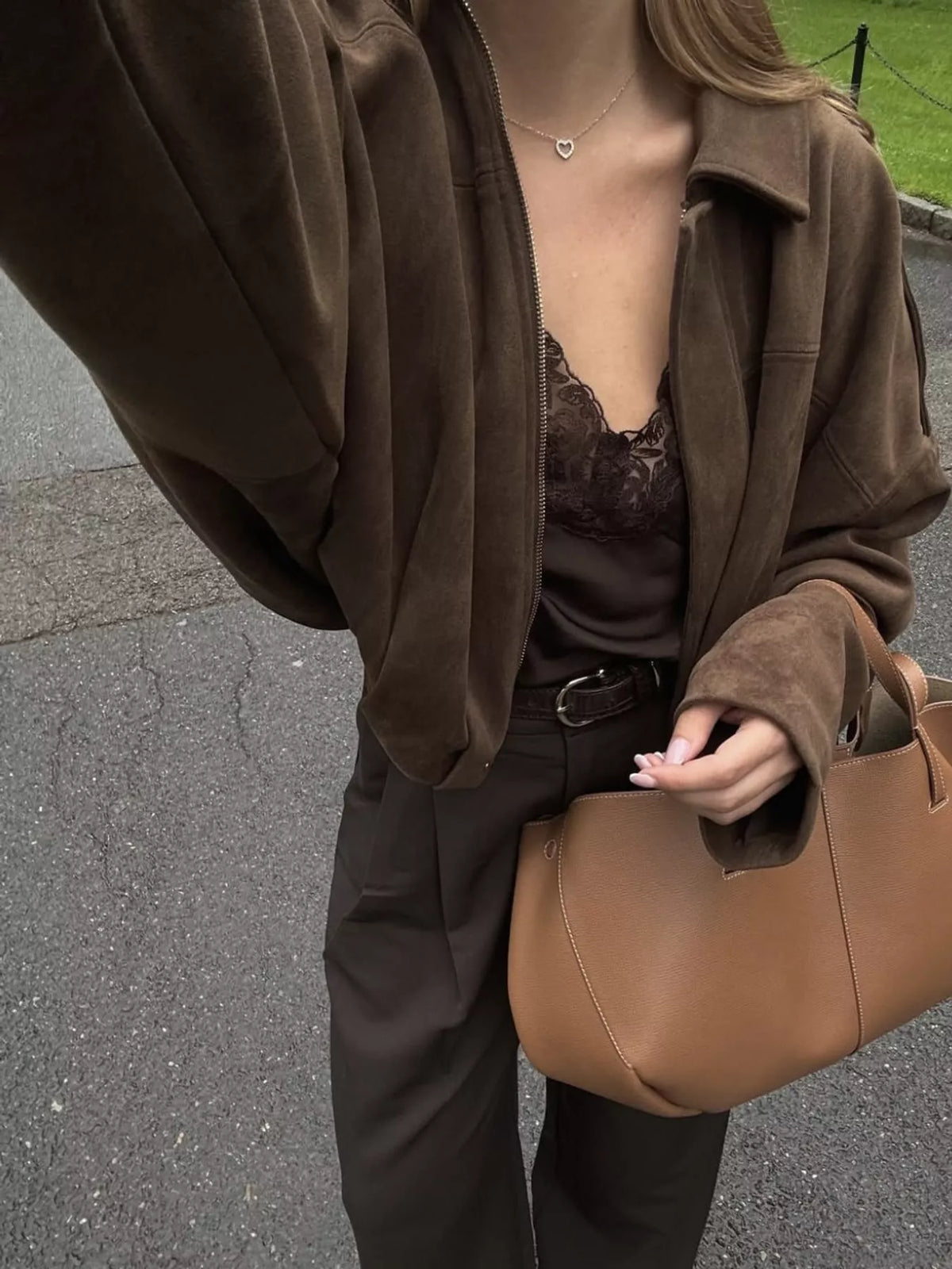 Elastic Hem Batwing Sleeve Jacket - Coffee Brown - View 6