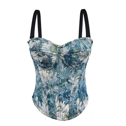 Sexy Strapless Top with Built-in Pads Vintage Palace Style Boned Bustier