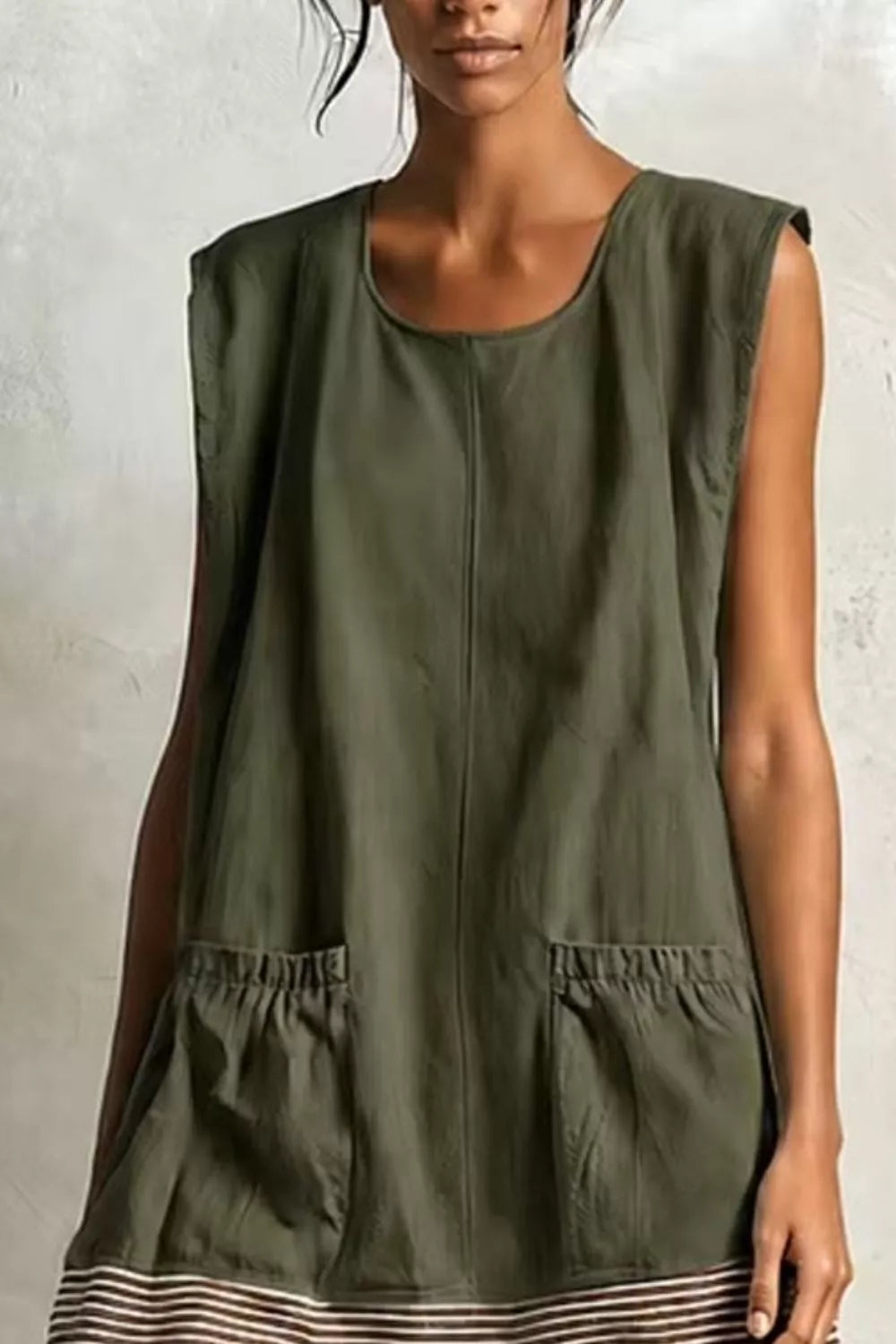 Full Size Ruffled Hem Sleeveless Mini Dress Plus Size - Army Green - View 3