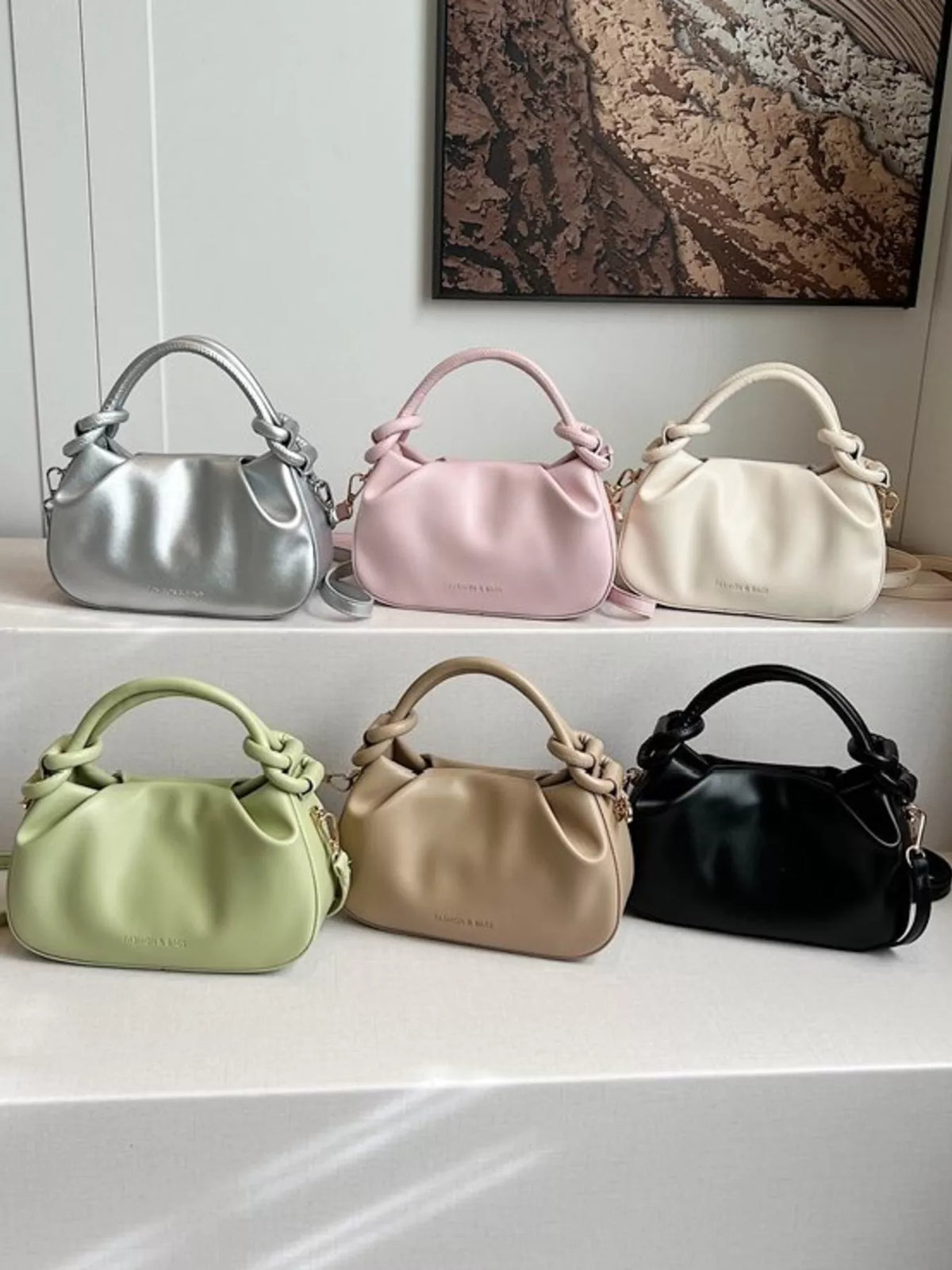 Knot Handle Ruched Crossbody Bag - Mixed color group, includes nonlisted colors - View 1