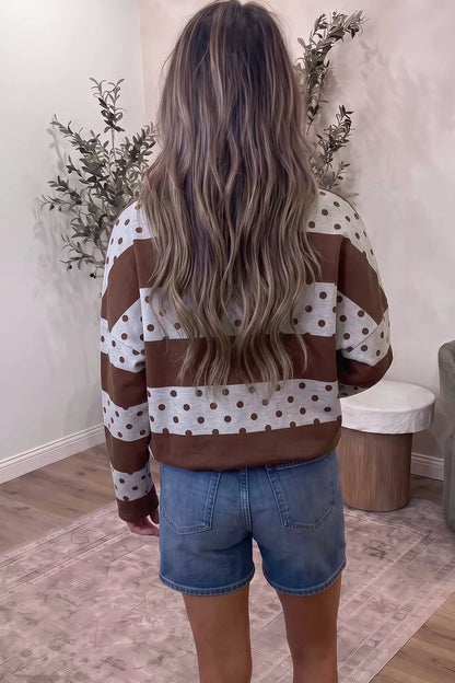 Half Zip Polka Dot Sweatshirt - Brown - View 2