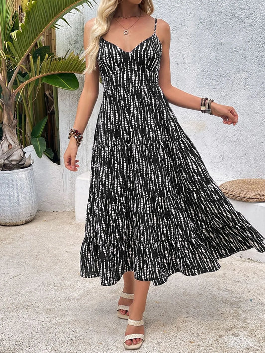 Tie Back Tiered Midi Cami Dress - product photo 1