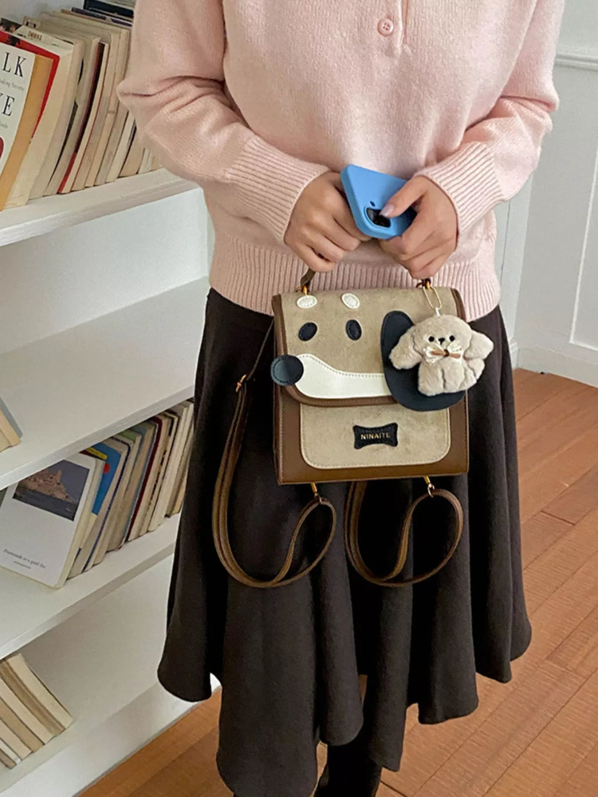 Color Block Backpack Bag - Khaki - View 6