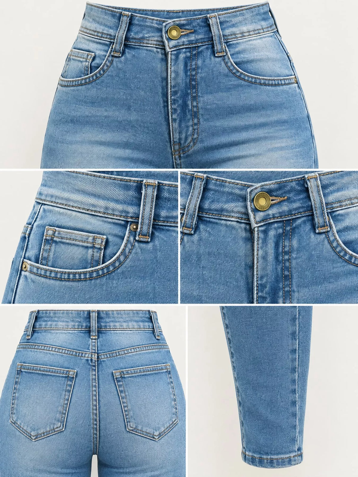 High-Waisted Sculpting Skinny Jeans - Light Blue - View 11