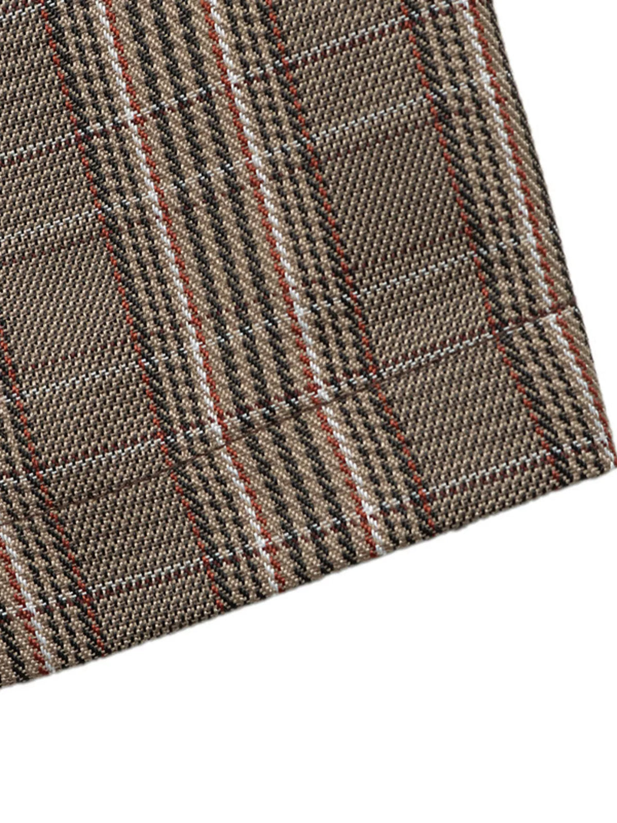 Plaid Single-Button Blazer - Mocha - View 8