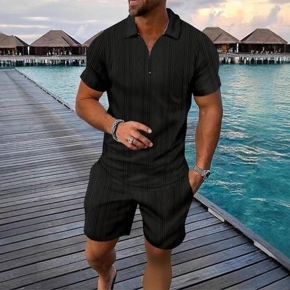 Men's polo shirt casual short sleeved shorts sports suit