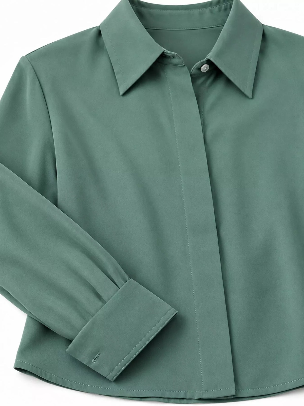 Button Up Long-Sleeve Shirt - Grass Green - View 90