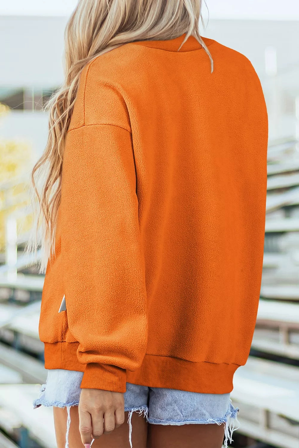 Ghost/ BOO Reversible Print Mock Neck Casual Sweatshirt - Orange - View 2