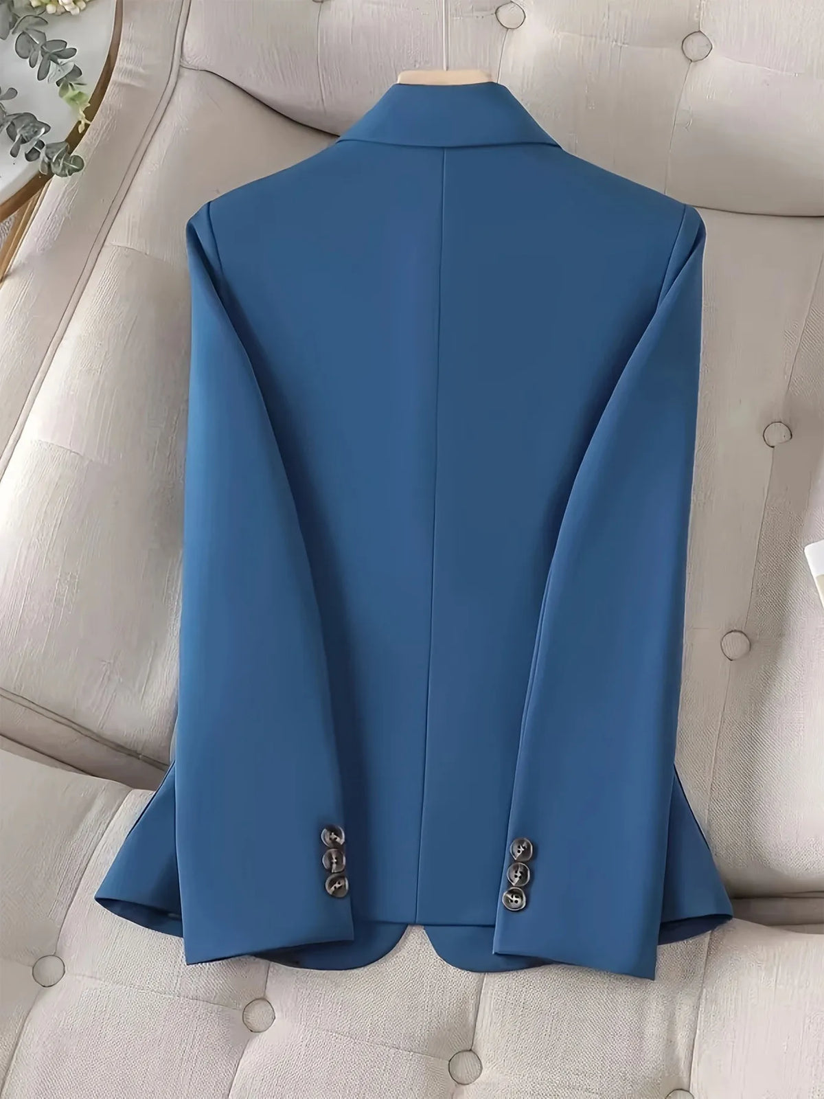One-Button Blazer with Pockets - Blue - View 4