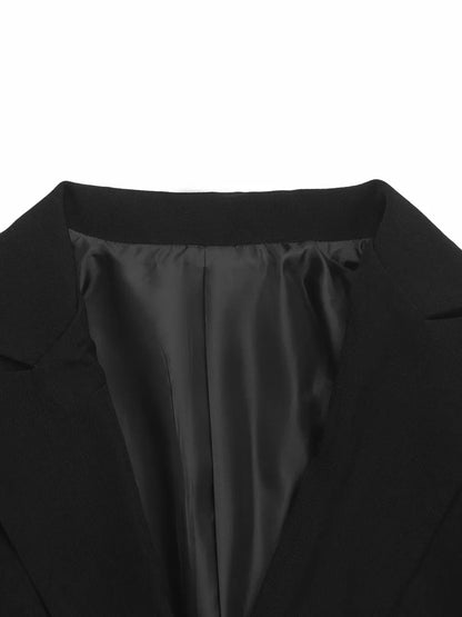 Perfee Lapel Collar Long Sleeve Blazer - Black - View 7