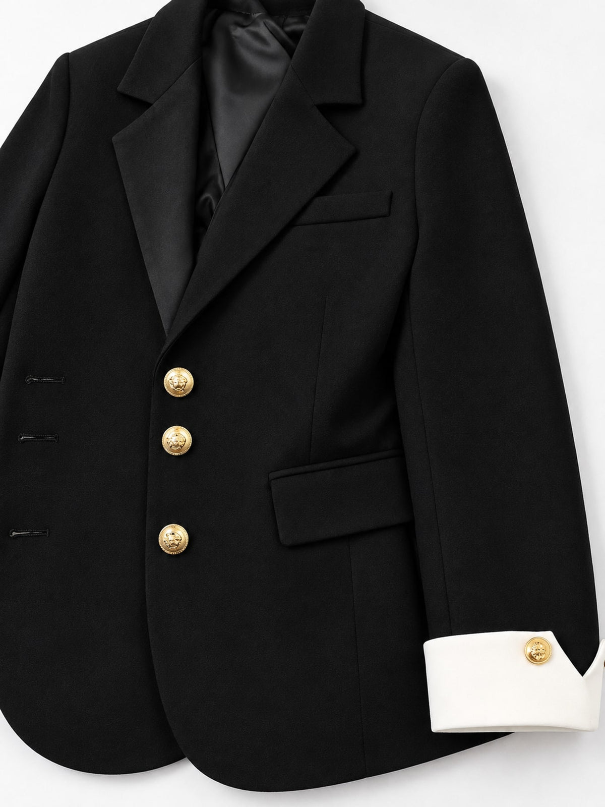 Full Size Single-Breasted Blazer with Gold Button Accents Plus Size - Black - View 28