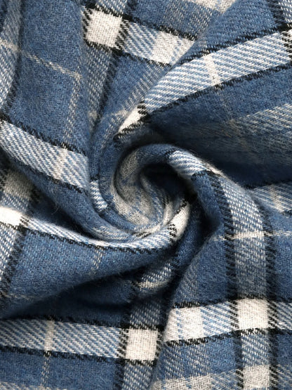 Plaid Button Up Long Sleeve Shirt - Blue - View 7