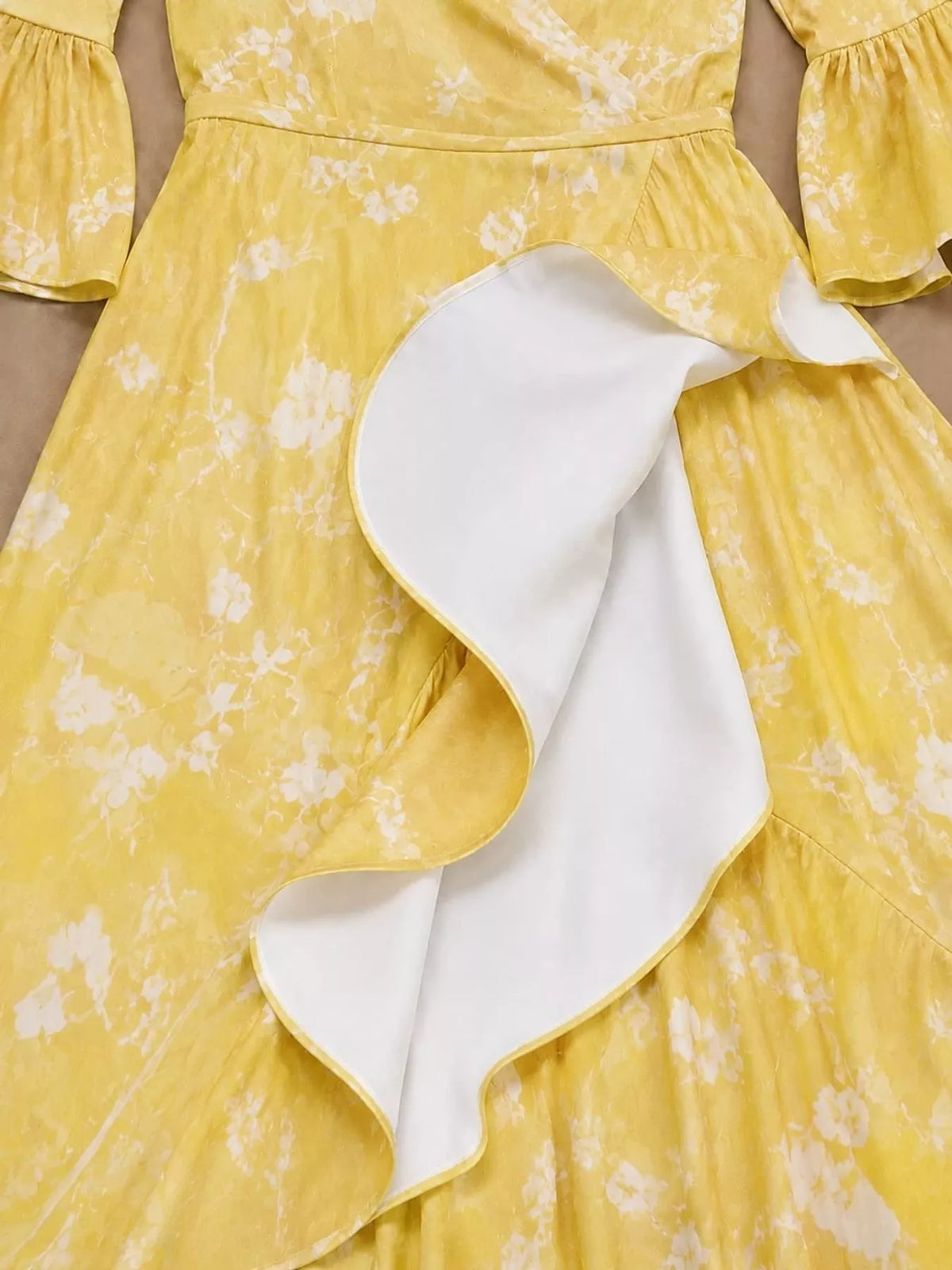 High-Low Ruffled Maxi Dress - Yellow - View 8