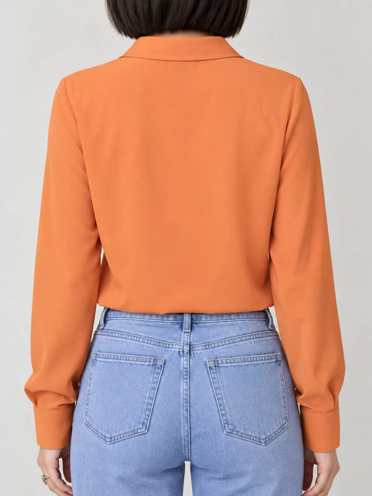Button Up Long-Sleeve Shirt - Orange Pink - View 78