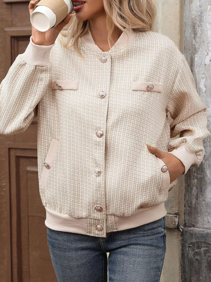 Button Up Long Sleeve Jacket - Khaki - View 4