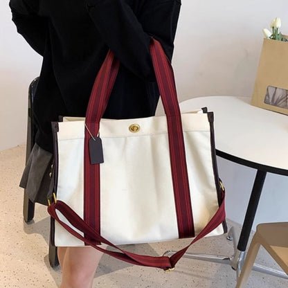 Contrast Canvas Tote Bag - White - View 2
